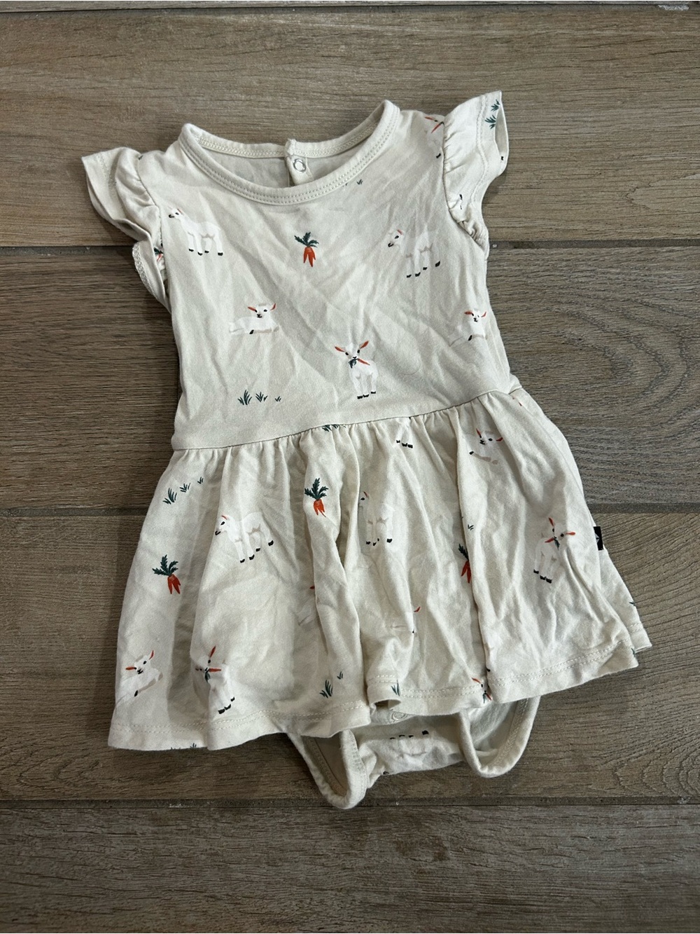 Kyte Baby Cream Dress with Bunny & Carrot Print